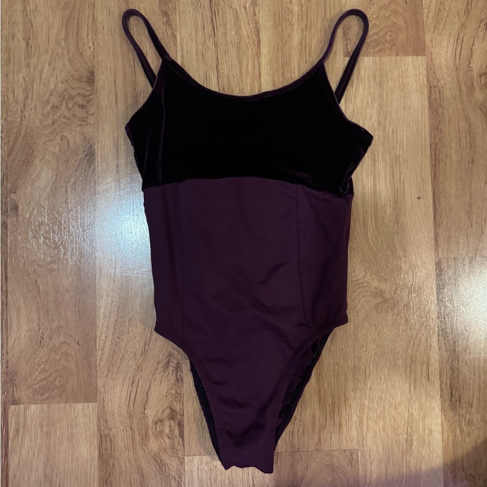 Elegant Black and Burgundy Ballet Leotard